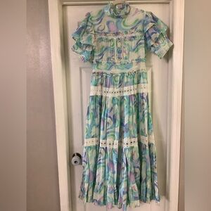 Free People Love and Liberation Tiered Puff Sleeve Maxi Dress Size M NWT